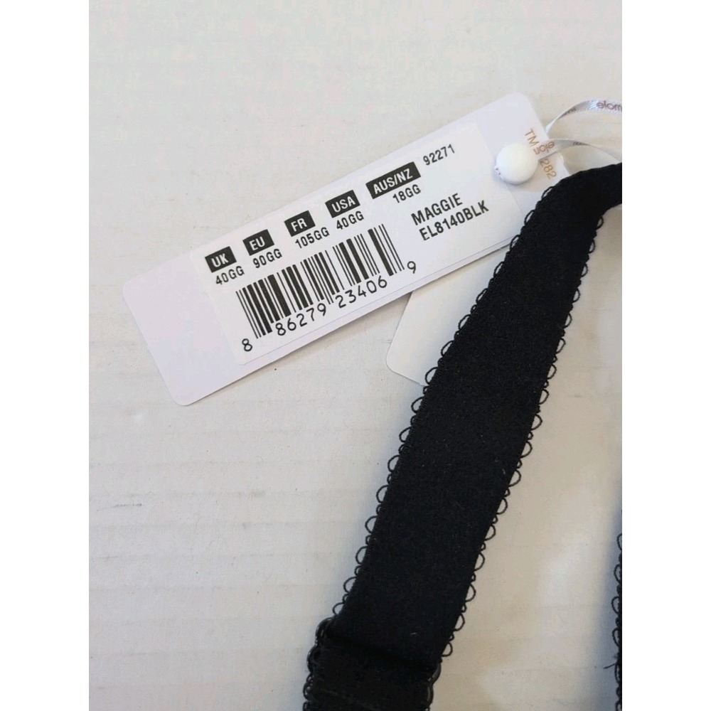 ELOMI EL8140 Maggie Underwire Side Support Bra 40GG Black - New - Picture 2 of 4